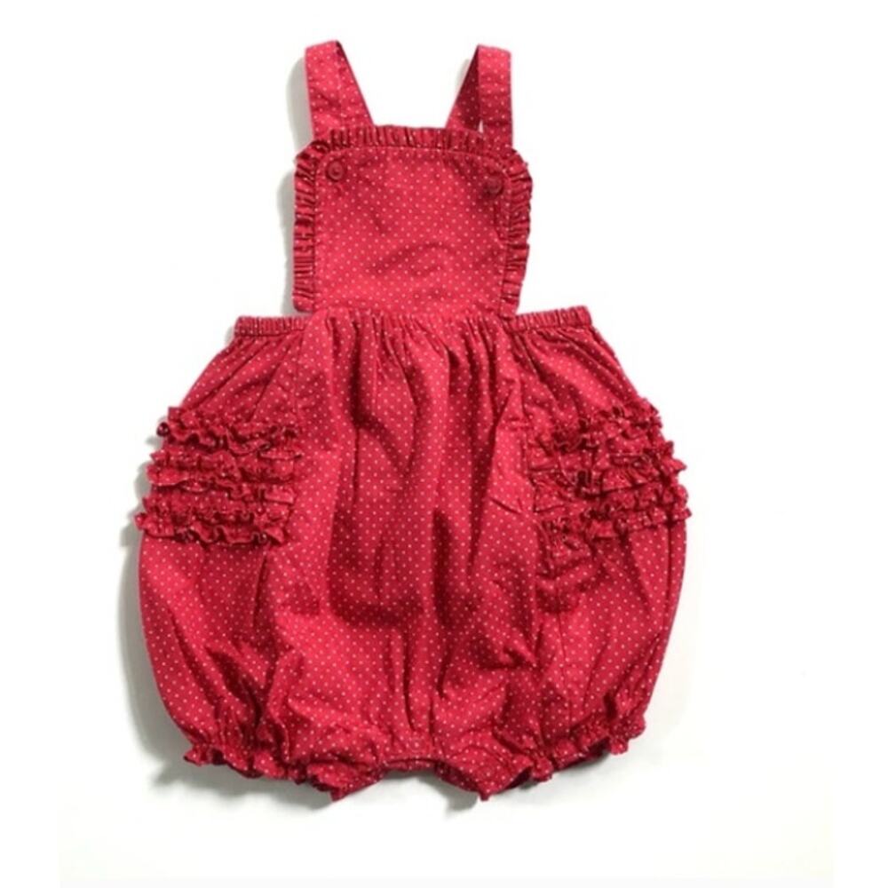 Janie and Jack Polka Dot Bubble Romper in RED & WHITE (0-3M)